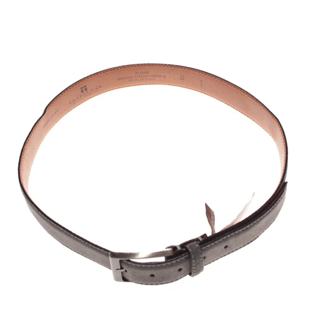 Trafalgar NWT Classic Belt Size 85 (US 34) in Solid Gray Suede Leather